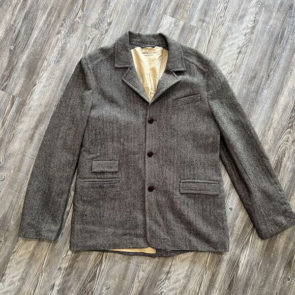 Paper Denim & Cloth Wool Herringbone Blazer 2005 Mens 4 Gray Tweed Sport Coat - Picture 1 of 10